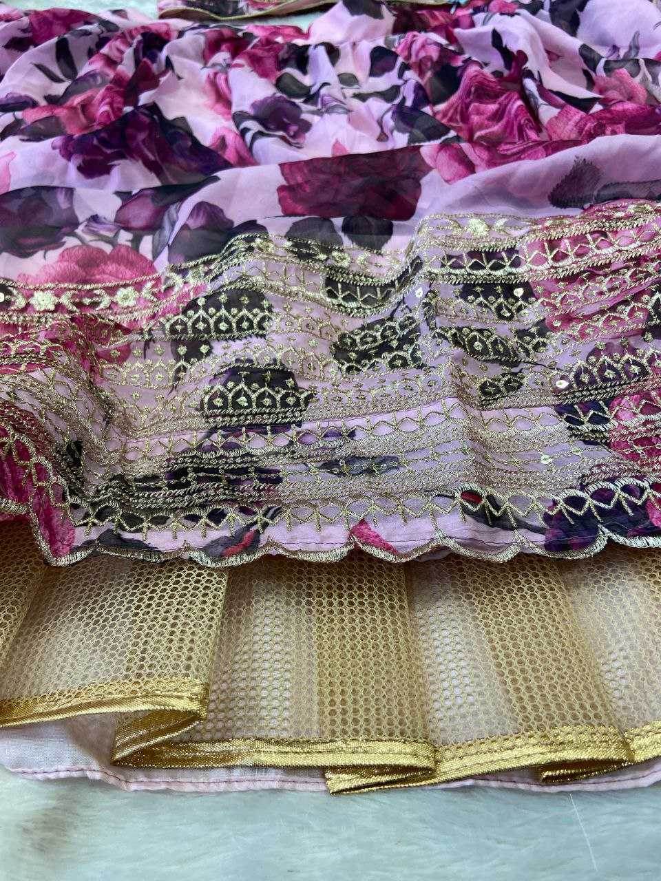 Tabby Silk Zari Work Sequins Lehenga With Cancan - MYLUXURY LANE ENTERPRISE